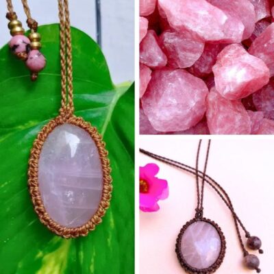 Alternative view of Colar Amuleto com Quartzo Rosa