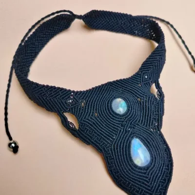 Gargantilha de Macramê com Pedra da Lua
