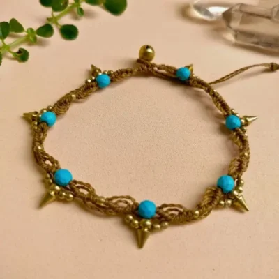 Alternative view of Tornozeleira feita em Macramê com Pedras Naturais