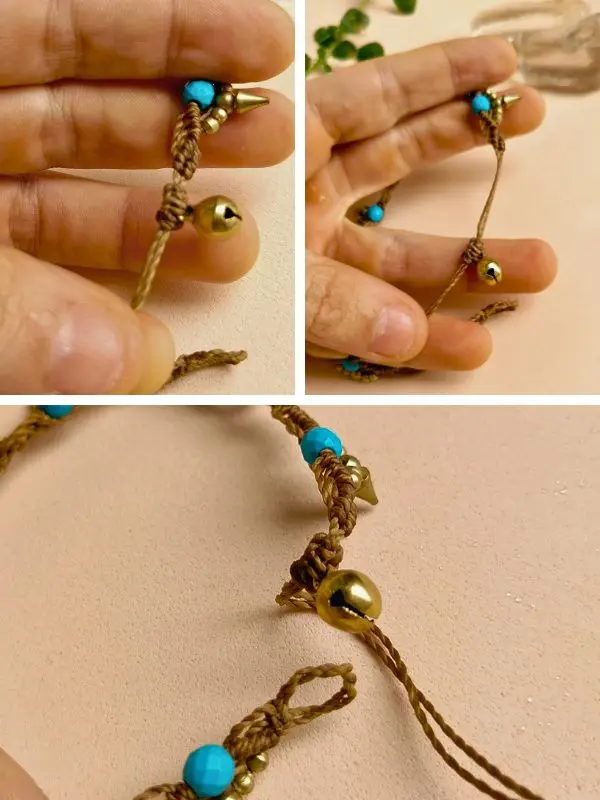 Tornozeleira Dupla de Macramê com Pedra Natural - Imagem 5