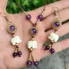 Conjunto Colar e Brincos Elefante com Pedras Naturais - Imagem 3