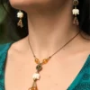 Conjunto Colar e Brincos Elefante com Pedras Naturais