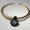 Choker Dourada e Pingente de Macramê com Pedra Labradorita - Imagem 4