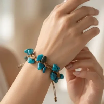 Pulseira Macramê Pedra Apatita